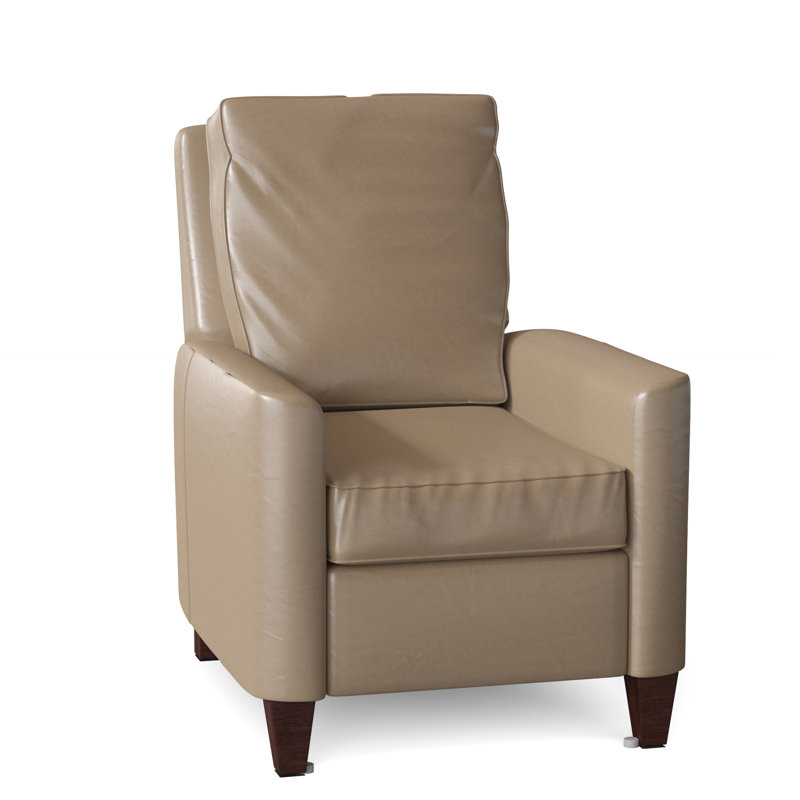 Yorba Leather Armchair, Mahogany, Empyrean Tweed Genuine Leather, Push Back