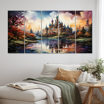 «Castle Magic Castle Tapisserie» sur toile, reproduction de 5 pièces