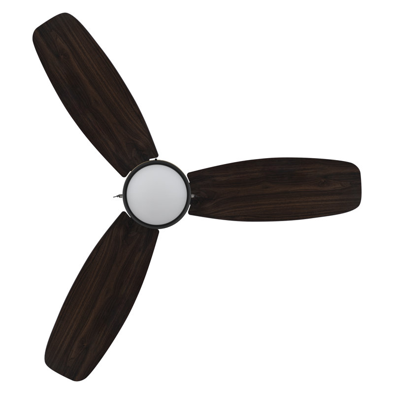 52" DC Motor Pull-chain 3 Reversible Blades Ceiling Fan with Light, Downrod, and Golden Trim