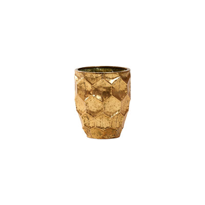 Petit pot à fleurs en métal doré