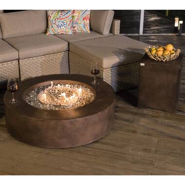 Grove Park 36 in. x 18 in. Round Concrete Propane Gas Fire Pit