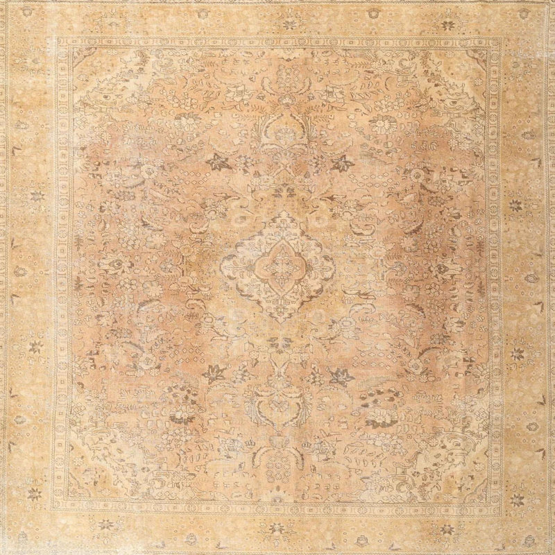 Tapis beige/brun traditionnel Sprecher, Carré 4 pi