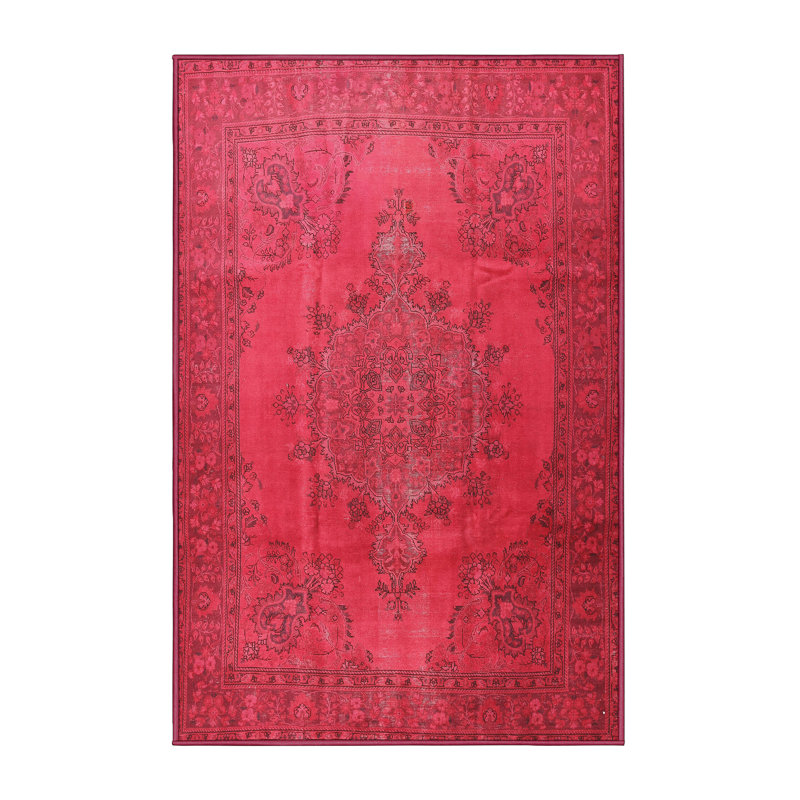 Tapis à motif oriental rose, Rectangle 8 pi x 10 pi