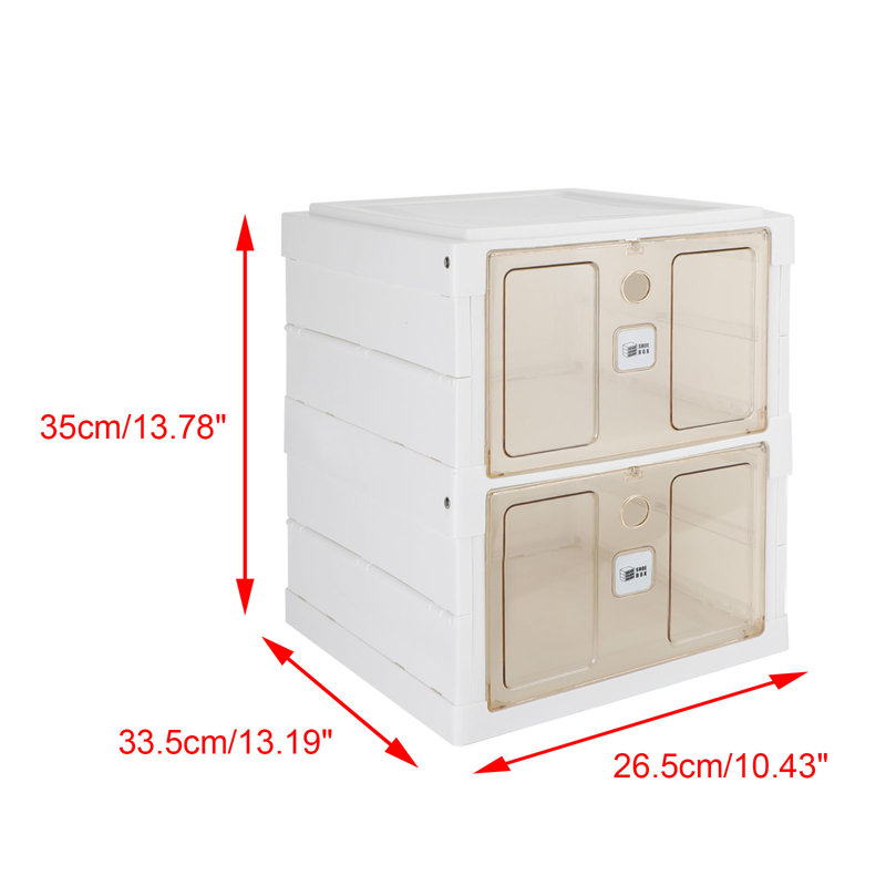 Armoire de rangement pour chaussures 2 paires en plastique fauve / blanc