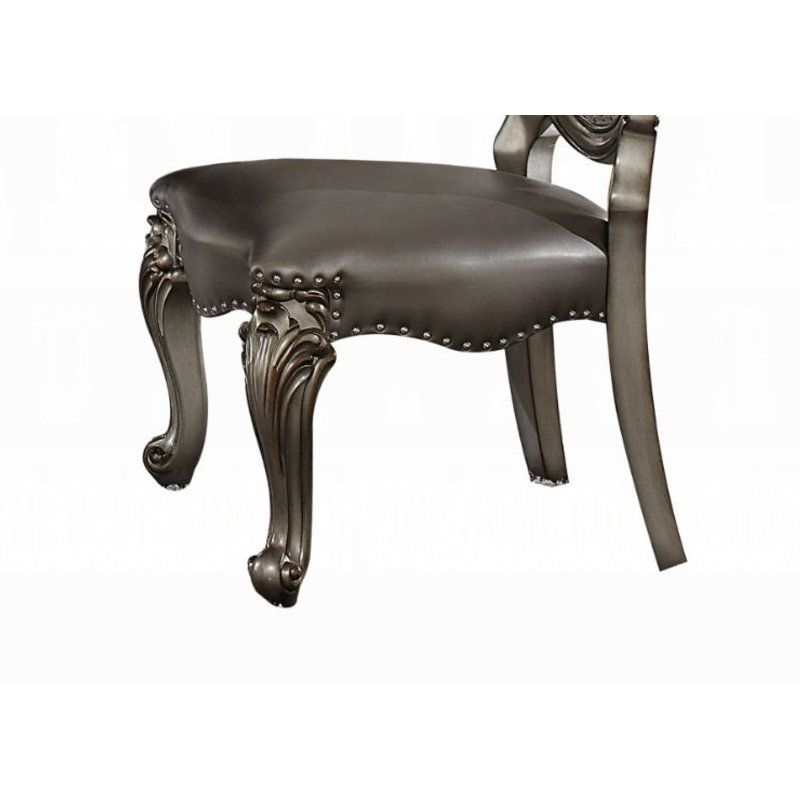 Chaise d'appoint rembourrée H 46 po Tarver, Argent argent, Platine antique