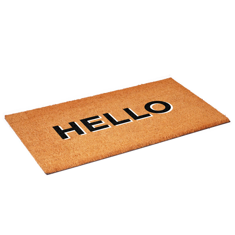 Tapis d'entrée extérieur antidérapant Retro Block Hello, L 24 po x L 36 po