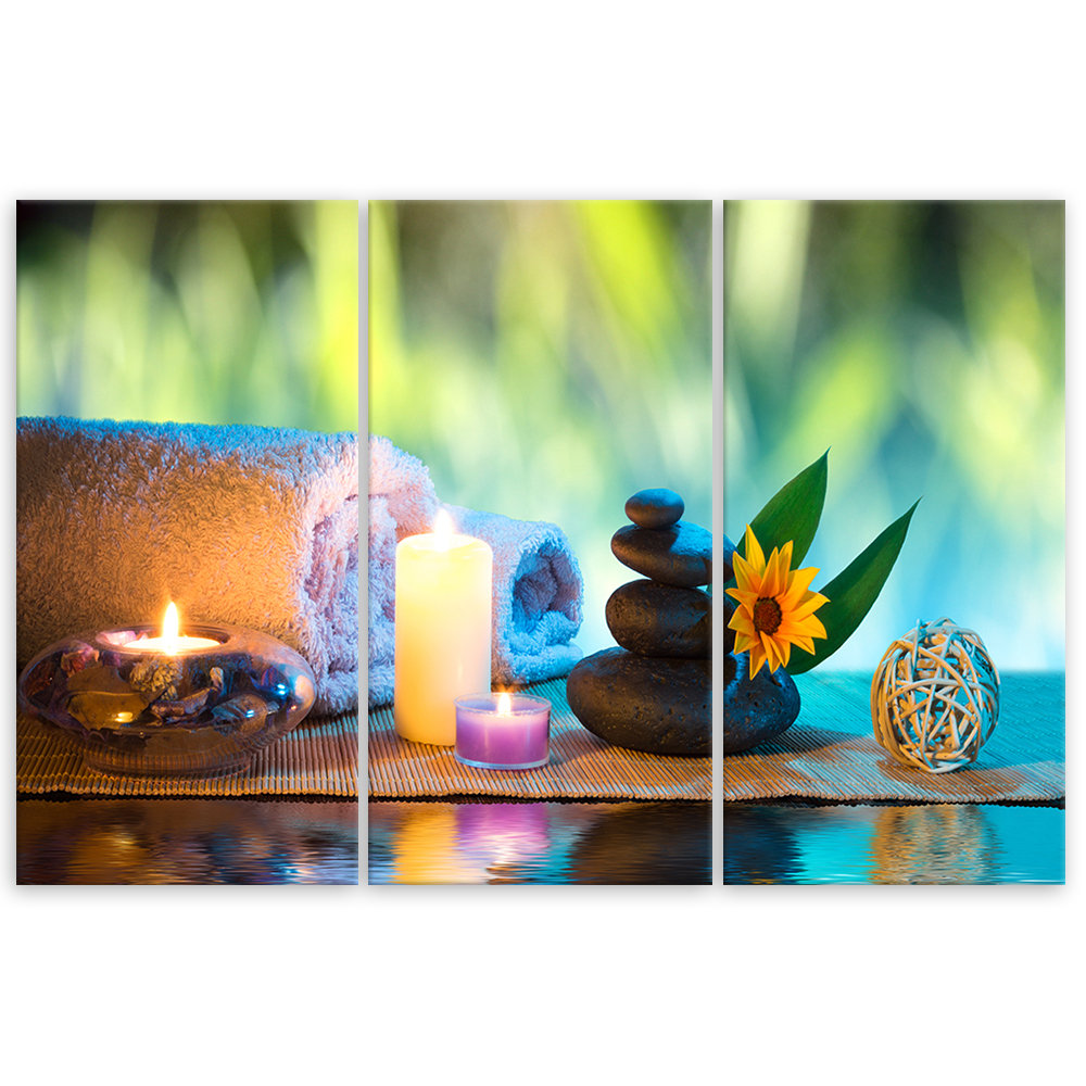 Leinwandbild Zen Spa Stones Candle