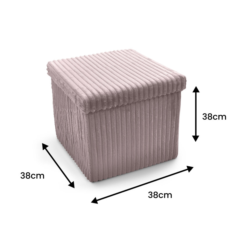 38 CORDUROY STORAGE BOX, 38cm H x 40cm W x 6cm D, Pink