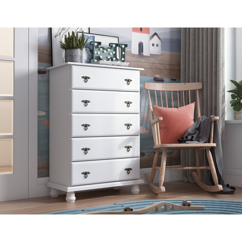 Commode 5 tiroirs Keithsburg Kyle, Blanc