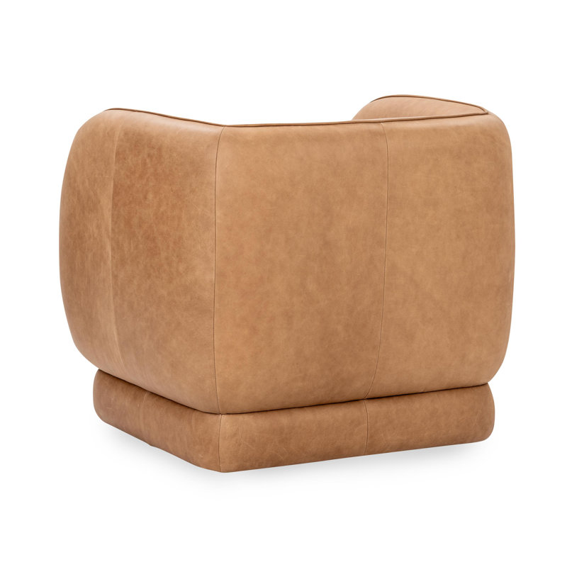 Rinner Leather Swivel Club Chair, Heritage Tan Genuine Leather