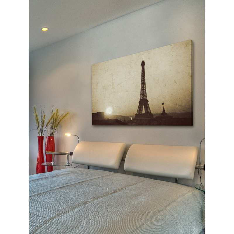 " Eiffel Tower And Setting Sun " by Jody Stuart, 30" H x 45" W x 1.5" D