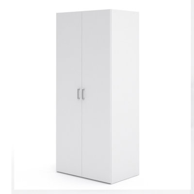 Caso Wardrobe With Two Hinged Doors With Two Internal Shelves, Clothes Rail, White Color, 77 X 175 X 49 Cm