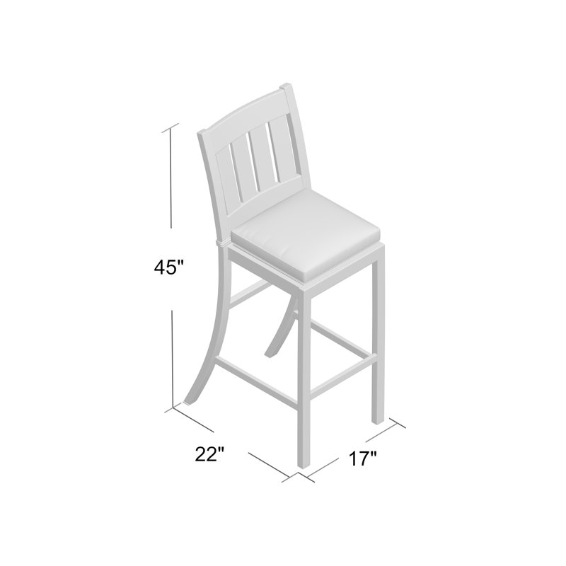 Club 24" Patio Bar Stool with Cushion, Welt, Linen Navy, Mahogany