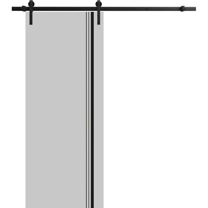 Porte de grange en bois massif massif, Gris mat, 36 po x 96 po