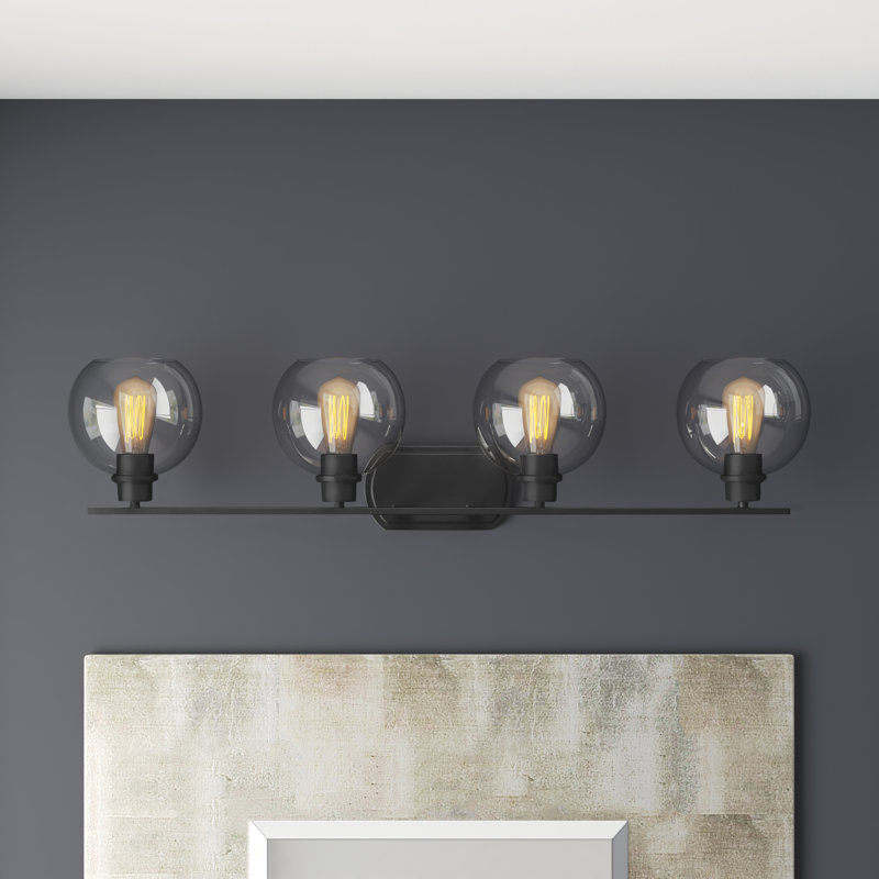 Gardiner Dimmable Vanity Light, Matte Black, Clear