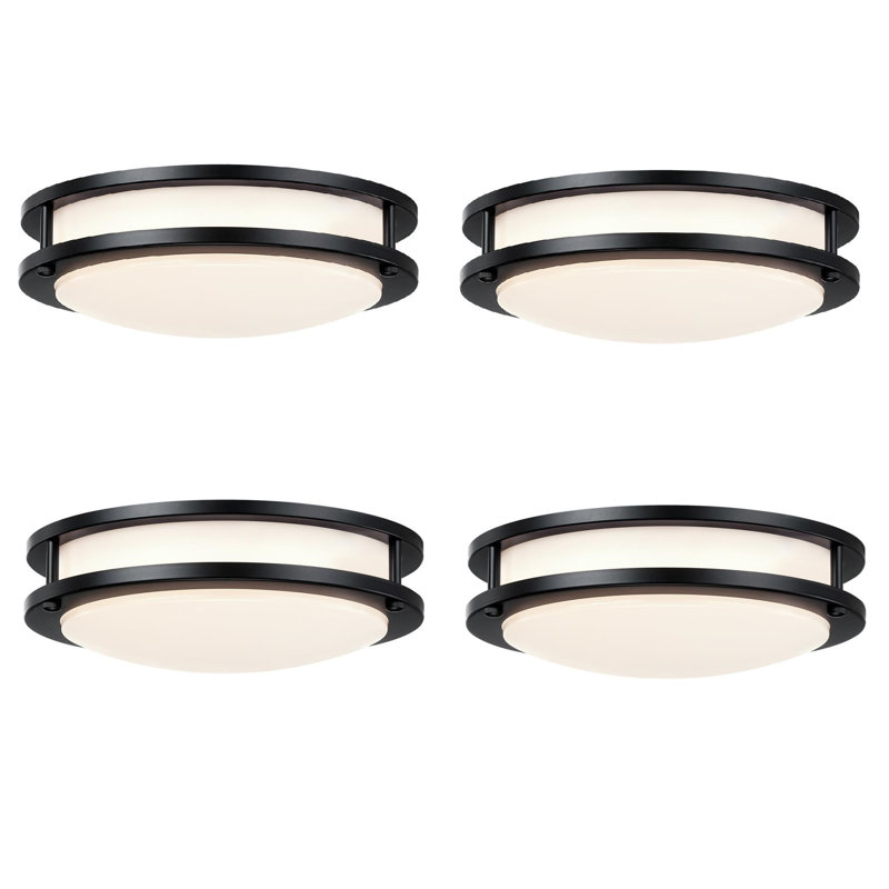 4 Pack Selectable LED 2700K, 3000K,3500K, 4000K, 5000K Flush Mount Lighting, Matte Black, 1.8" H x 7.5" W x 7.5" D