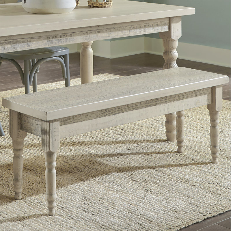 Valerie Solid Wood Bench, Blanc cassé