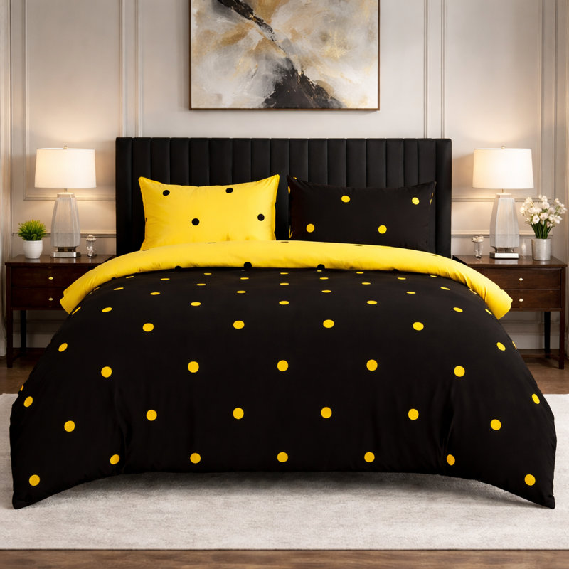 Microfiber Polka Dots Duvet Cover Set, DOUBLE