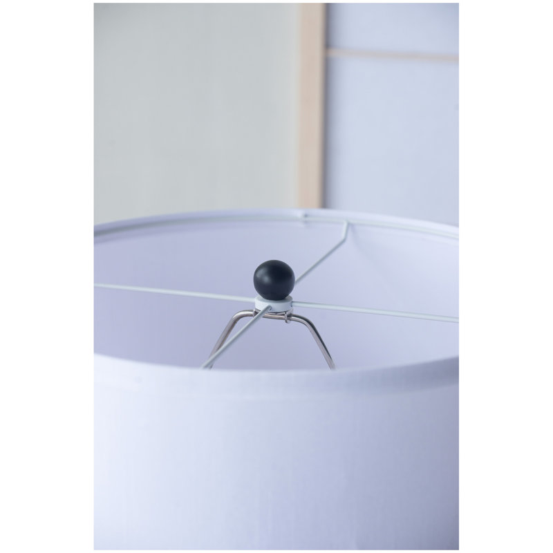 Lampe de table en aluminium noir D15 x 26,7 po avec deux accents de disques variés et abat-jour blanc (assemblage de l'abat-jour requis)