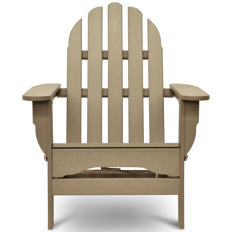 Leighton Foldable Outdoor Adirondack Chair, Weathered Wood