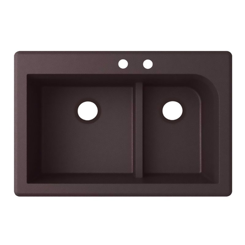 Évier de cuisine à double cuve L 33 po x l 22 po, 2 trous 2C, Espresso