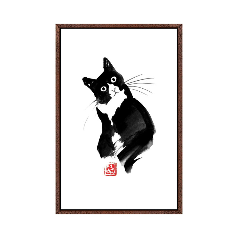 Dubitatif by Péchane - Print on Canvas, 66.04 cm H x 45.72 cm W, Classic Brown Wood Framed
