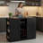 47.2" Counter Height Table with Foldable Top & Power Outlet, Sideboard Buffet Cabinet & Bar Cabinet, Wine Rack & Stemware Holder, 2-Door Storage Cabinet for Dining Room (Chairs Not Included)-128964646