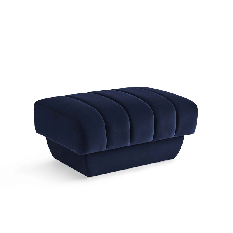 87.9Cm Wide Velvet Square Footstool Ottoman, Blue Velvet