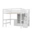 Lit mezzanine double avec bureau intégré, escalier élégant, armoire de rangement spacieuse et bibliothèque élégante-195269447