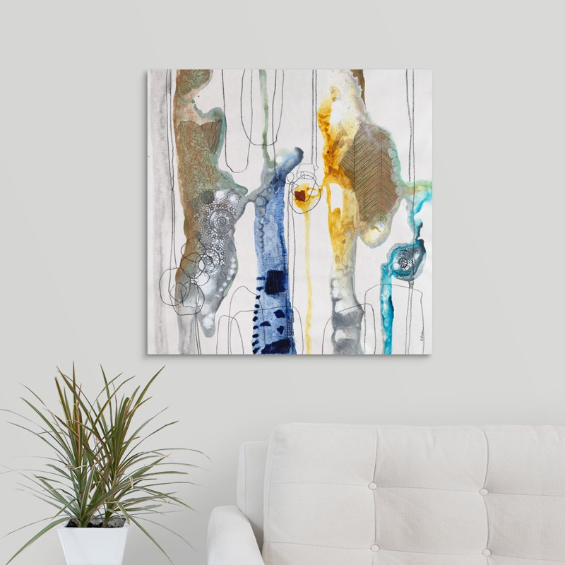 « botanique contour xivi », peinture sur toile, Toile tendue, H 24 po x l 24 po x P 1,25 po