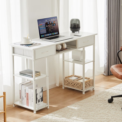 Bureau d'ordinateur Bureau d'ordinateur de chambre à coucher de 48 pouces avec tablettes en tissu