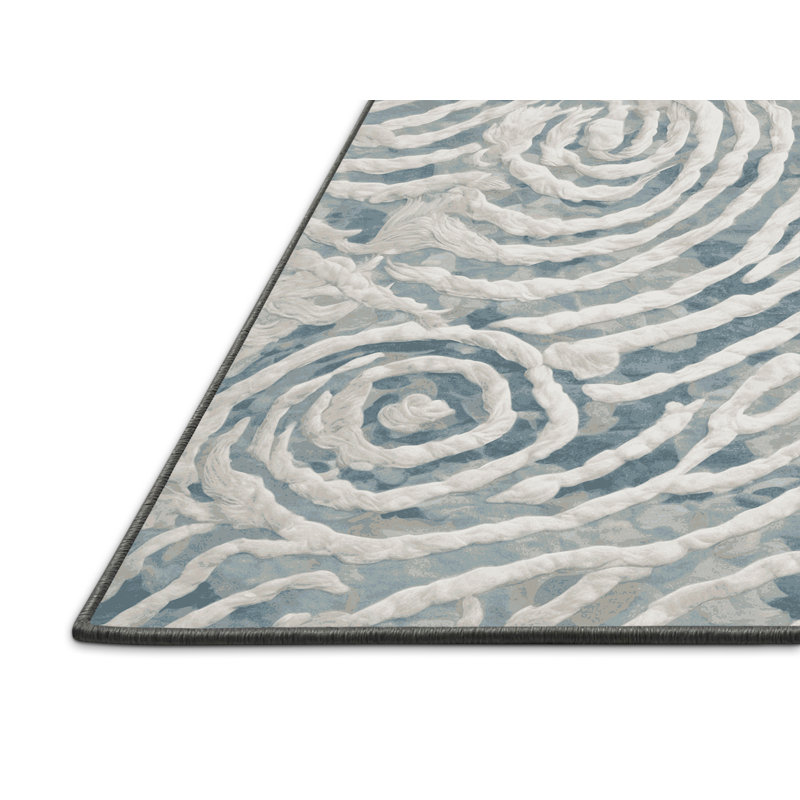 Tapis gris soyeux et moelleux, Rond 8 pi