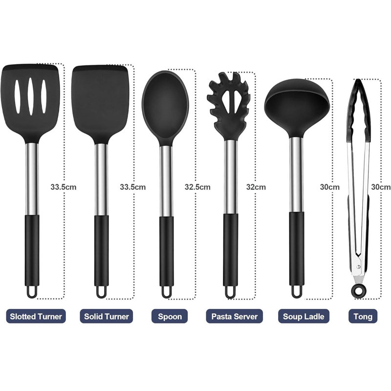 LIFEWITA 6 Utensil Set, Black