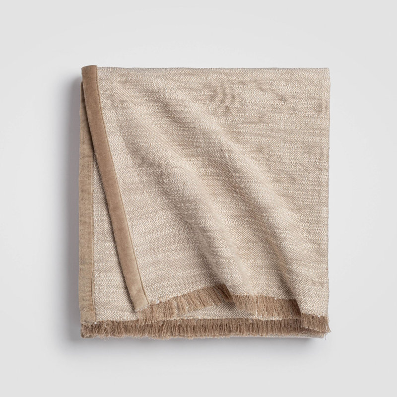 Tranquil Oatmeal Weave Throw, Cream Throw Blanket For Couch or Bed, Soft Throw Blanket