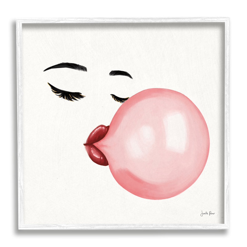 «Glamour Face Blowing Bubble Gum Bold Lips XXL», art mural sur toile tendue par Janelle Penner, H 24 po x l 24 po x P 1,5 po