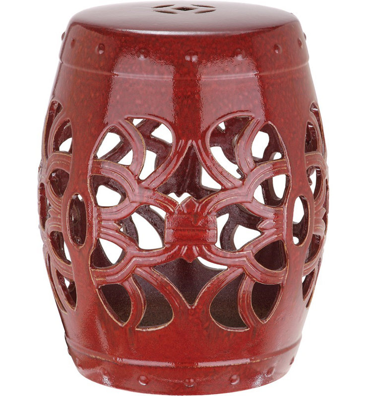Tabouret de jardin en céramique Twedt, Rouge antique