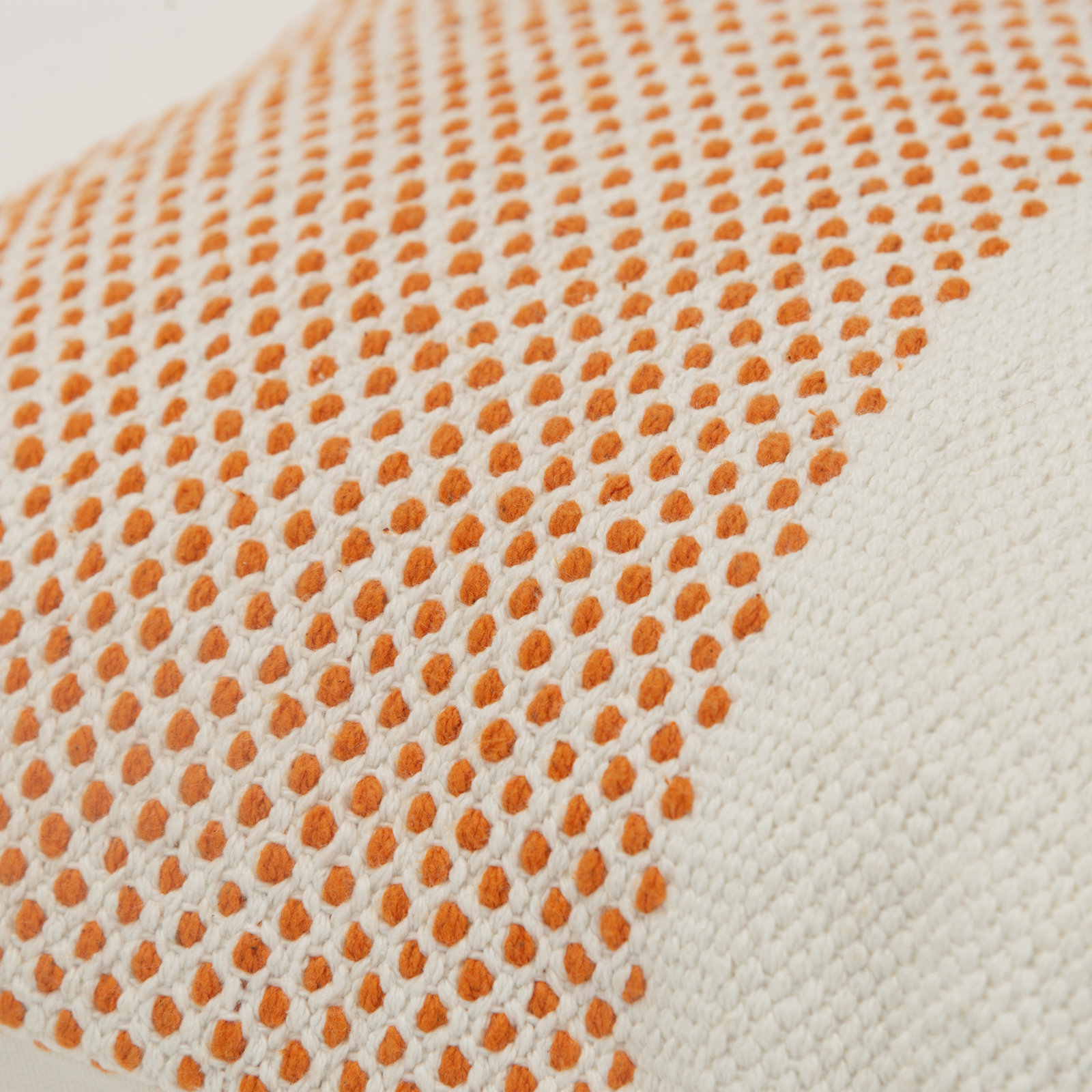 Farina Embroidered Cotton Lumbar Throw Pillow, Ivory/Orange