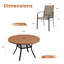 Ensemble repas pour 6 personnes avec table ronde et 6 chaises empilables-202512942