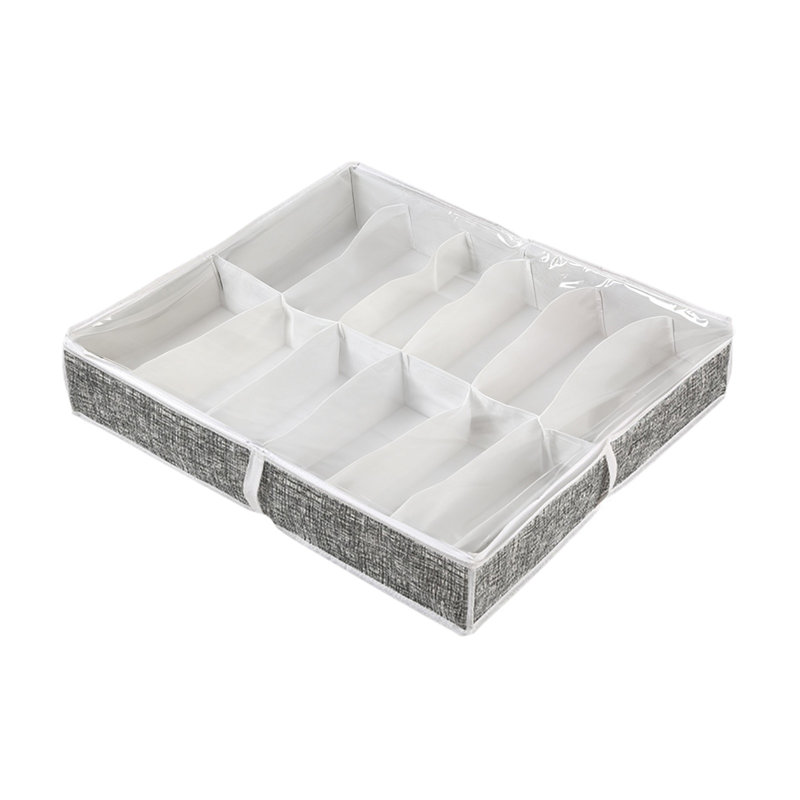 Under Bed Shoe Organizer  5.1 Inches High  Low-profile Fabric Shoe Box With Clear Lid  Foldable Storage Bag   Holds 12 Shoes