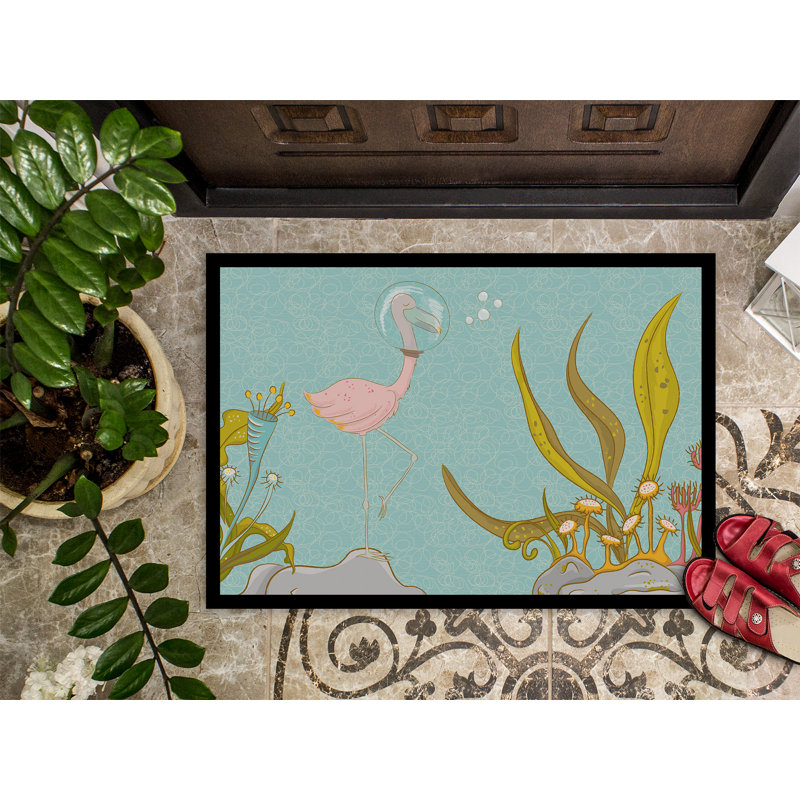 Tapis d’extérieur antidérapant subaquatique flamant rose, Rectangulaire : 18 po x 27 po
