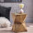 Sleek Concrete Accent Table With Abstract Grace - Lightweight Construction Hand-Painted Pattern Choice