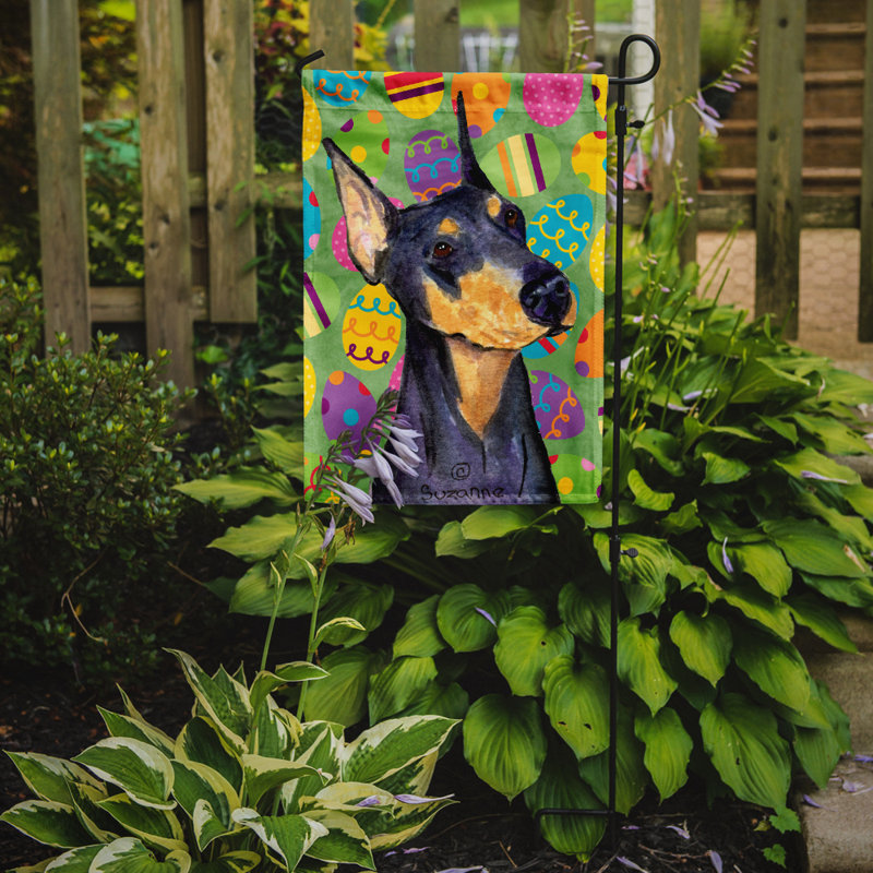 Drapeau de jardin Atara, Doberman (noir et mauve)