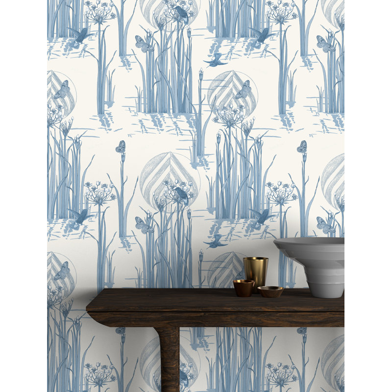 Yuki Osada Floral Wallpaper Double Roll, Blue/White