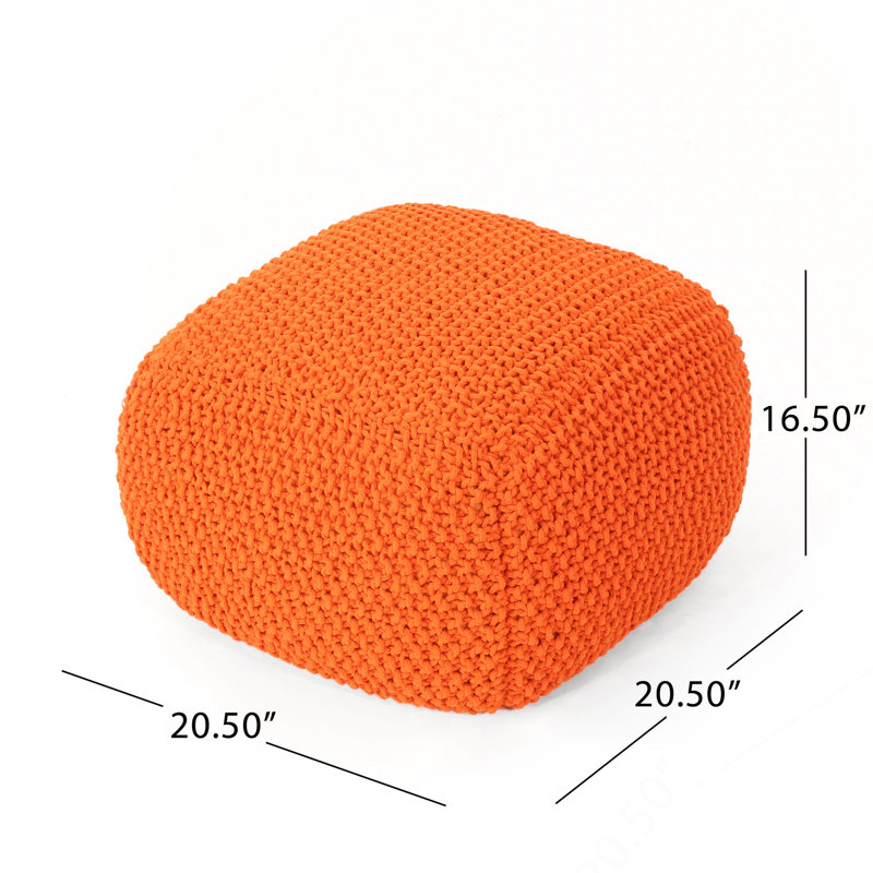 Pouf en coton Hollis, Coton orange