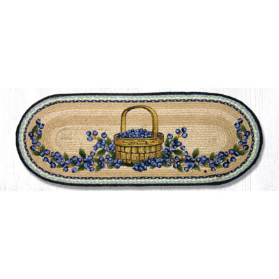 Earth Rugs Blueberry Basket Oval Table Runner 13"x36"