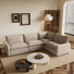 Canapé modulaire 4 pièces, canapé inclinable électrique en tissu avec coussin chauffant
