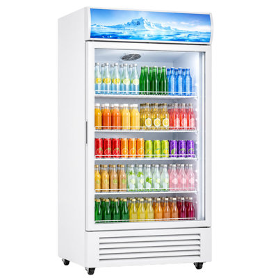 7.5 Cu Ft Beverage Refrigerator, Glass Door Merchandiser Light Box Display for Soda & Beer