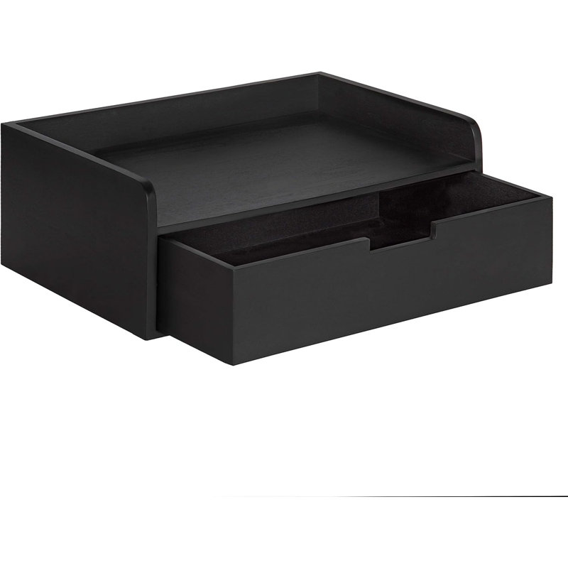 Modern Floating Wall Shelf With Drawer - Multi-Purpose Space-Saving Design For Home Or Office
