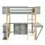 Lit mezzanine simple gris avec rangement et bureau d'écriture pliable simple avec caractéristiques pratiques-117516162
