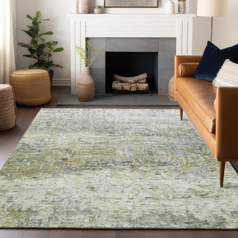 Red Rectangular 10' x 14' Washable Synthetic Area Rug